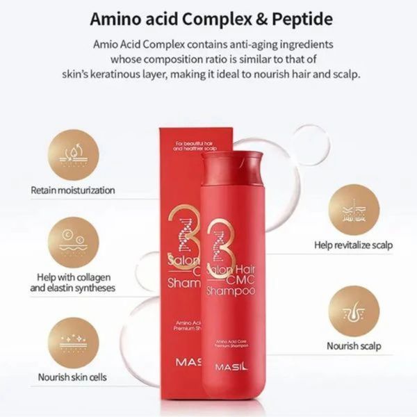 Masil Відновлювальний шампунь з амінокислотним комплексом 3 Salon Hair CMC Shampoo, 500 ml LTN0870 фото